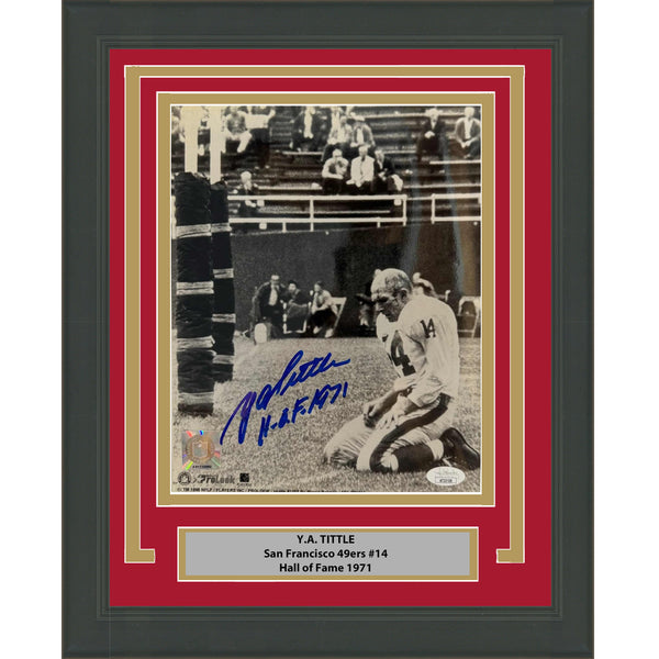 Framed Autographed/Signed Y.A YA Tittle San Francisco 49ers 8x10 Photo JSA COA