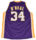 LOS ANGELES LAKERS SHAQUILLE O'NEAL SIGNED #34 PURPLE BASKETBALL JERSEY BECKETT