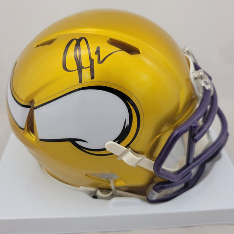 JUSTIN JEFFERSON SIGNED MINNESOTA VIKINGS FLASH SPEED MINI HELMET BECKETT QR