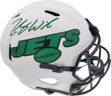 ZACH WILSON AUTOGRAPHED JETS LUNAR ECLIPSE WHITE FULL SIZE HELMET BECKETT 194728