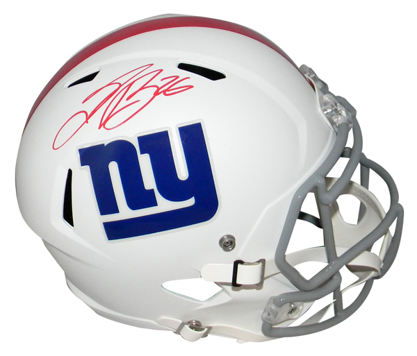 SAQUON BARKLEY SIGNED NEW YORK GIANTS FLAT WHITE FULL SIZE SPEED HELMET BECKETT