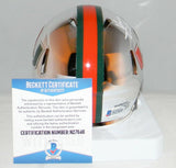 VINNY TESTAVERDE SIGNED MIAMI HURRICANES CHROME SPEED MINI HELMET BECKETT