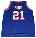 DAVE BING AUTOGRAPHED DETROIT PISTONS #21 BLUE BASKETBALL JERSEY BECKETT