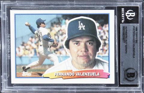 Dodgers Fernando Valenzuela Authentic Signed 1989 Topps Big #18 Card BAS Slabbed