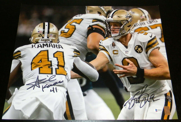 DREW BREES & ALVIN KAMARA SIGNED NEW ORLEANS SAINTS 16x20 PHOTO BECKETT