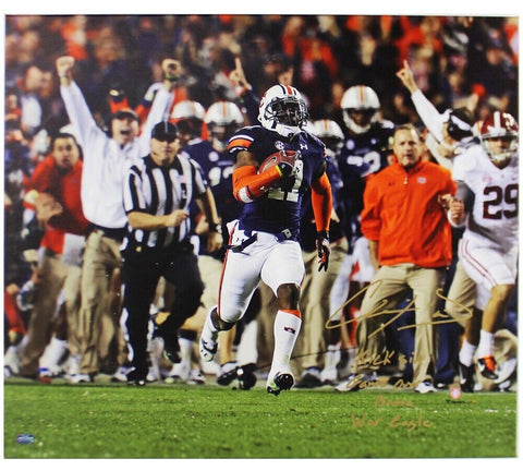 Chris Davis Signed Auburn Tigers 20x24 NCAA Stretched Canvas with 3 Insc