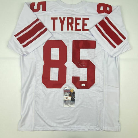 Autographed/Signed DAVID TYREE New York White Football Jersey JSA COA Auto