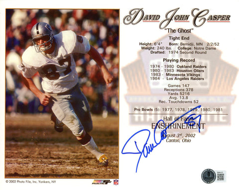 Dave Casper Autographed Oakland Raiders 8x10 Photo Beckett 45643