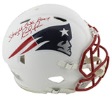 Patriots Randy Moss "SCH" Signed Flat White Proline F/S Speed Helmet BAS Witness