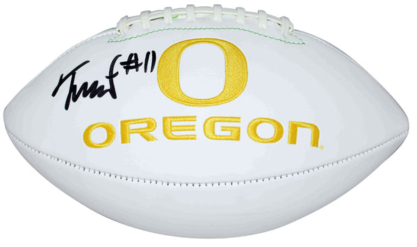 TROY FRANKLIN AUTOGRAPHED SIGNED OREGON DUCKS WHITE LOGO FOOTBALL BECKETT