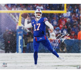 Josh Allen Signed Buffalo Bills Unframed 16x20 Throwing in Snow NFL Photo