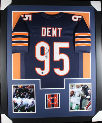 RICHARD DENT (Bears navy TOWER) Signed Autographed Framed Jersey Beckett