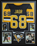 FRAMED PITTSBURGH PENGUINS JAROMIR JAGR AUTOGRAPHED SIGNED JERSEY JSA COA