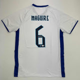 Autographed/Signed Harry Maguire England White Soccer Jersey Beckett BAS COA