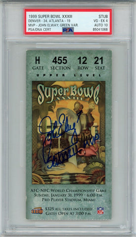 John Elway Signed Denver Broncos SBXXXIII Ticket Slab MVP PSA 38765