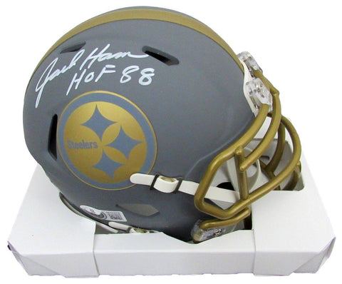 Jack Ham HOF Signed/Inscr Slate Mini Helmet Steelers Becket Witness 192372