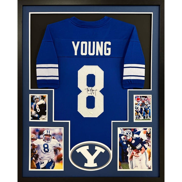 Steve Young Autographed Signed Framed BYU Brigham Young Jersey JSA