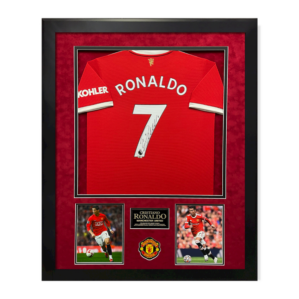 Cristiano Ronaldo Signed Autographed Man U Jersey Framed to 32x40 Fanatics