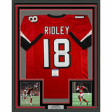 FRAMED Autographed/Signed CALVIN RIDLEY 33x42 Atlanta Red Jersey Beckett BAS COA