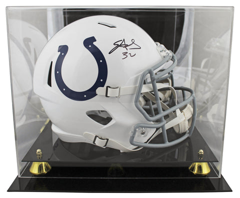 Colts Edgerrin James Signed Full Size Speed Rep Helmet W/ Case BAS Witnessed