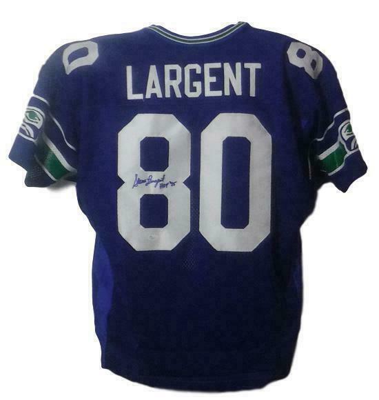 STEVE LARGENT AUTOGRAPHED SEATTLE SEAHAWKS WILSON SIZE 56 BLUE JERSEY 20982 JSA