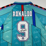 Autographed/Signed Ronaldo Nazario FC Barcelona 1996-97 Teal Jersey Beckett COA