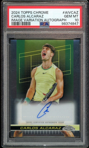 2024 Topps Chrome Tennis #AIVAZ Carlos Alcaraz Variation RC Auto PSA 10 GEM MINT