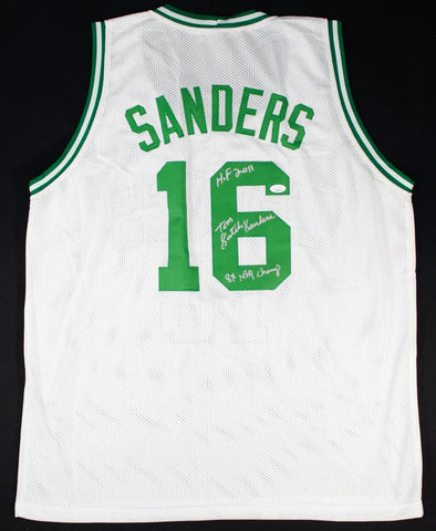 Satch Sanders Twice inscribed Signed Boston Celtics Jersey (JSA COA) 8xNBA Champ