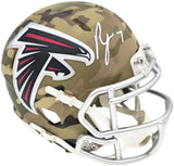 BIJAN ROBINSON AUTOGRAPHED FALCONS CAMO SPEED MINI HELMET BECKETT WITNESS 230234