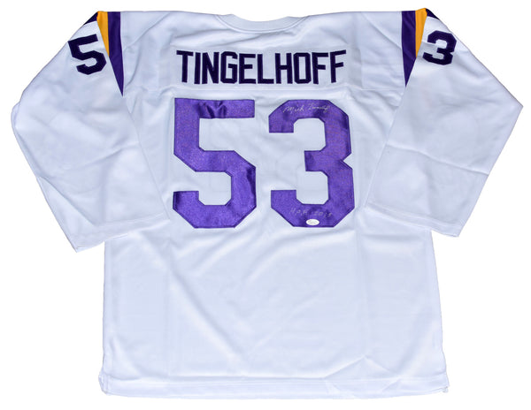 MICK TINGELHOFF SIGNED MINNESOTA VIKINGS #53 WHITE THROWBACK JERSEY JSA