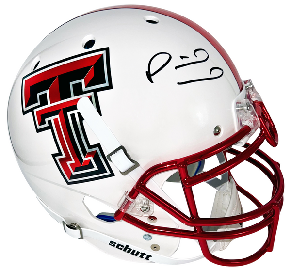 PATRICK MAHOMES SIGNED TEXAS TECH RED RAIDERS WHITE AUTHENTIC HELMET BECKETT