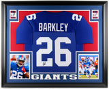 Saquon Barkley Signed New York Giants 35x43 Custom Framed Jersey (Beckett Holo)