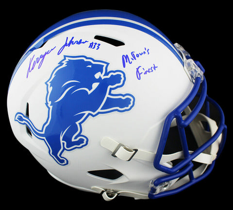 Kerryon Johnson Signed Lions Speed Full Size White Matte Helmet- MoTown's Finest