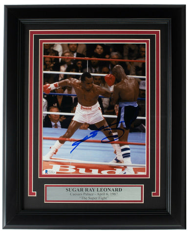 Sugar Ray Leonard Signed Framed 8x10 Boxing Photo BAS ITP