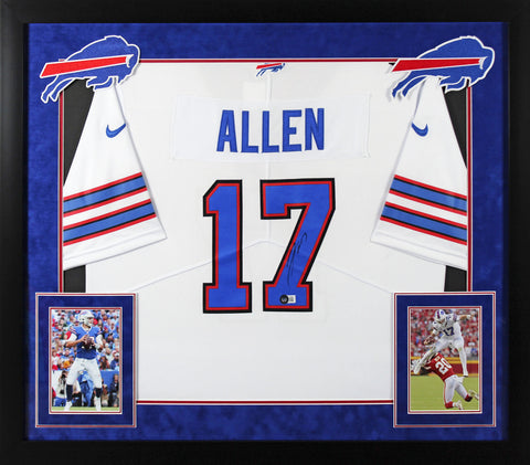 Bills Josh Allen Authentic Signed White Nike Elite Framed Jersey BAS #BK88800