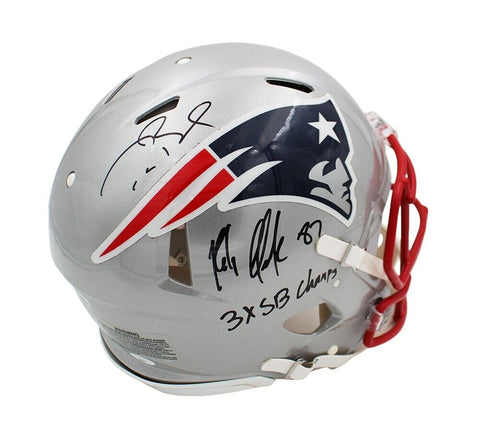 Rob Gronkowski & Tom Brady Signed New England Patriots Speed Auth Helmet - Insc