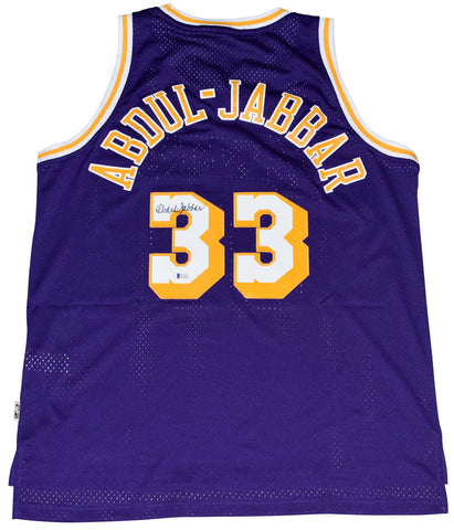 KAREEM ABDUL-JABBAR SIGNED LOS ANGELES LAKERS #33 ADIDAS SWINGMAN JERSEY BECKETT