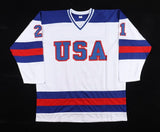 Mike Eruzione Signed Team U.S.A. Jersey (JSA COA) 1980 Gold Medal Olympic Team