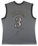 76ers Allen Iverson Authentic Signed Grey M&N HWC Swingman Jersey BAS Witnessed