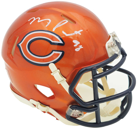 MONTEZ SWEAT AUTOGRAPHED CHICAGO BEARS FLASH ORANGE SPEED MINI HELMET JSA 232850