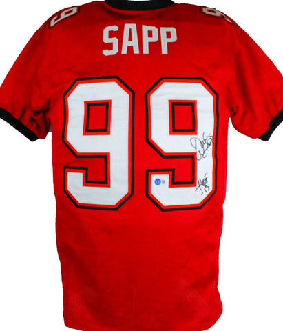 Warren Sapp Autographed Red Pro Style Jersey w/HOF-Beckett W Hologram *Black