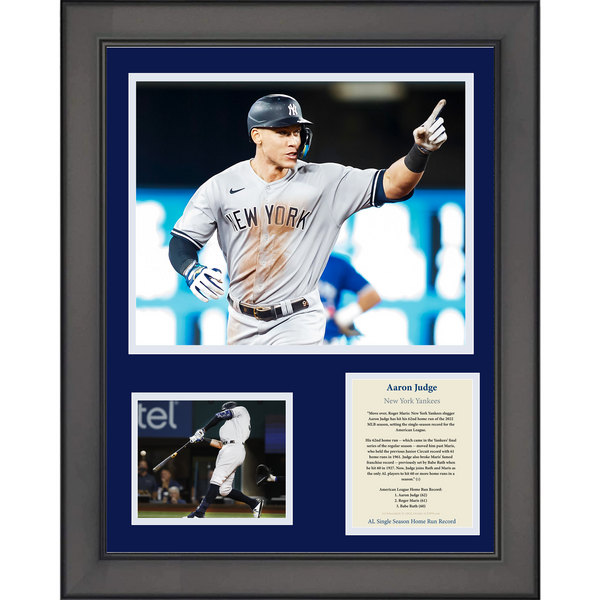 Framed Aaron Judge 62 Home Run AL Record New York Yankees 12"x15" Collage