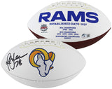 Rams Marshall Faulk Signed Wilson White Panel Logo Football W/ Case BAS Witness