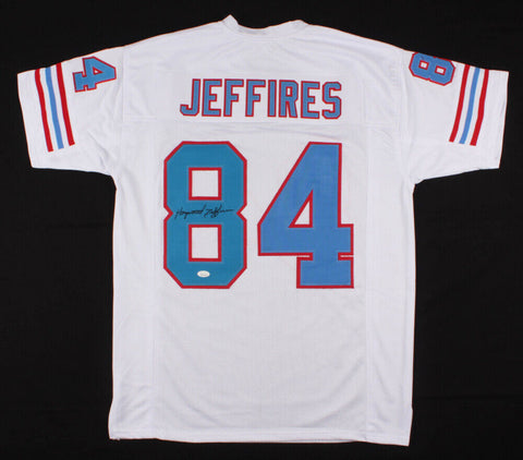 Haywood Jeffires Signed Oilers White Jersey (JSA COA) Houston 3xPro Bowl W.R.