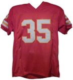 Christian Okoye Autographed/Signed Red Pro Style Jersey Beckett 25567