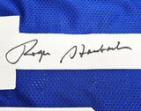 COWBOYS ROGER STAUBACH AUTOGRAPHED ROYAL BLUE JERSEY BECKETT WITNESS 212672