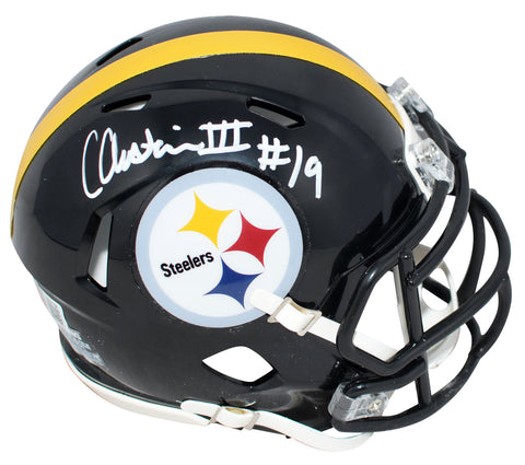 CALVIN AUSTIN III AUTOGRAPHED PITTSBURGH STEELERS SPEED MINI HELMET BECKETT