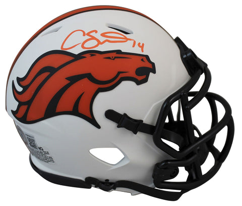 Broncos Courtland Sutton Authentic Signed Lunar Speed Mini Helmet BAS Witnessed