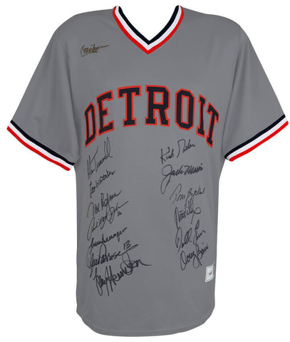 1984 Detroit Tigers Team Signed Nike Grey Replica Baseball Jersey (SCHWARTZ COA)