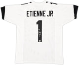 JAGUARS TRAVIS ETIENNE AUTOGRAPHED SIGNED WHITE JERSEY BECKETT WITNESS 220897